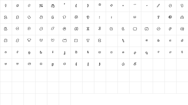BubbleRas Medium  glyph index
