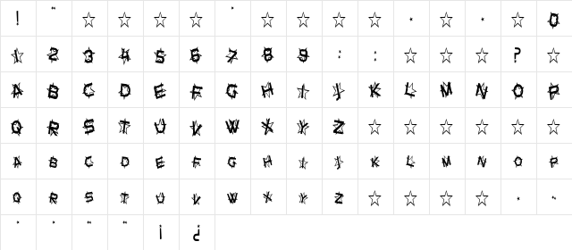 SF Star Dust Condensed Regular  glyph index