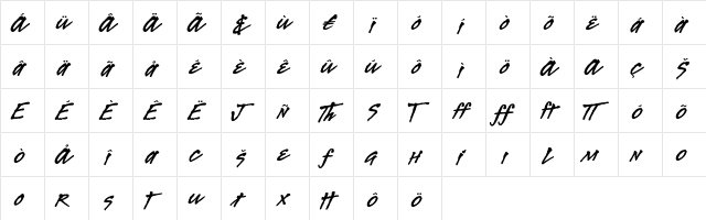 Legault Bold Alternates  glyph index