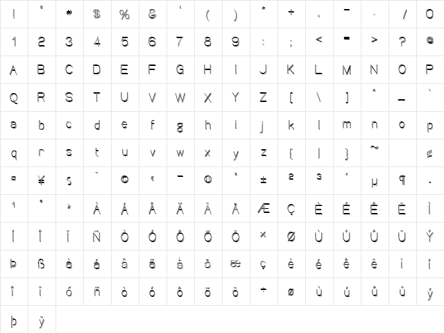 Canin Regular  glyph index