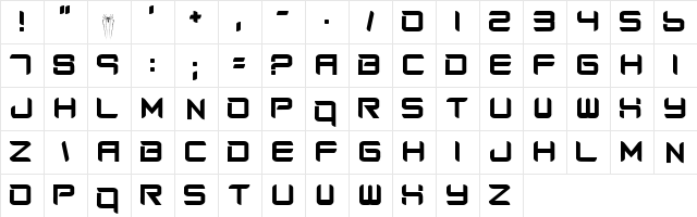 Amazing Spider Man Regular  glyph index