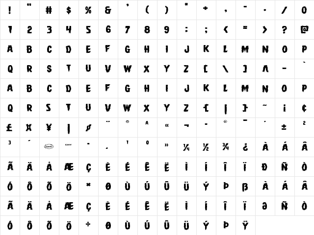 Dire Wolf Expanded Expanded  glyph index