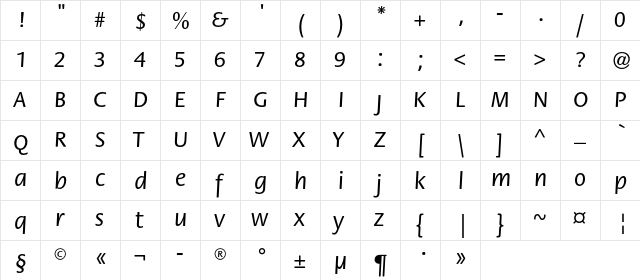 FloraC Regular  glyph index