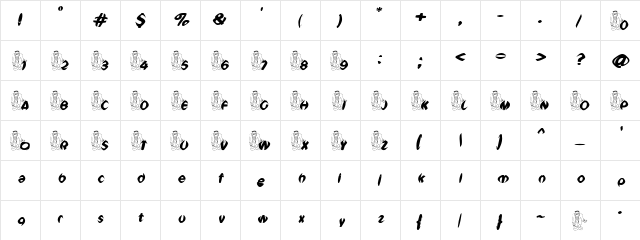 FrankensteinFont Regular  glyph index