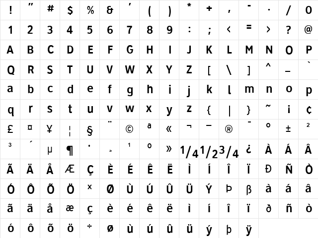 Roadgeek 2005 Series 3B Regular  glyph index