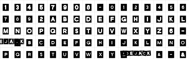 JoeJack Regular  glyph index