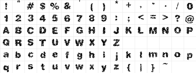Crack Jack Regular  glyph index