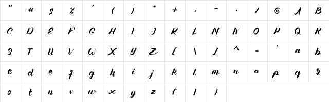 Angellife Regular  glyph index