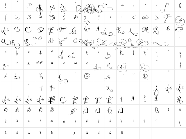 Jellyka Castle's Queen Regular  glyph index