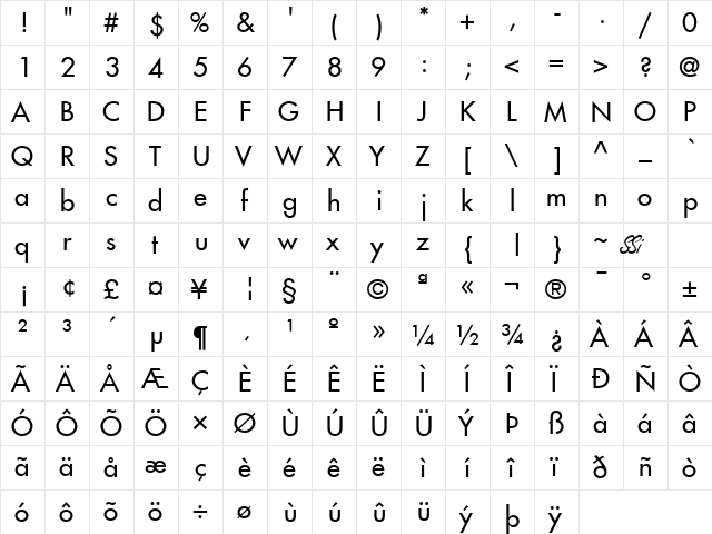 Kudos SSi Regular  glyph index