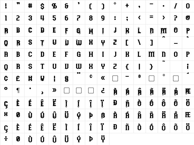 Timepiece Regular  glyph index