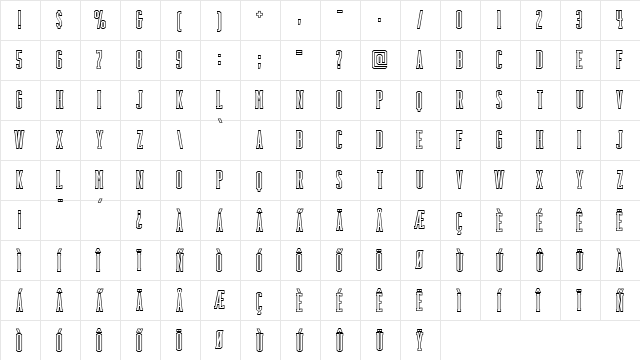 BackboardOutline Outline  glyph index