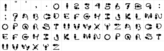 DanceStep Regular  glyph index