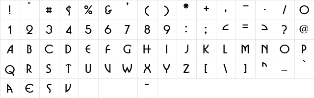 Busorama Regular  glyph index