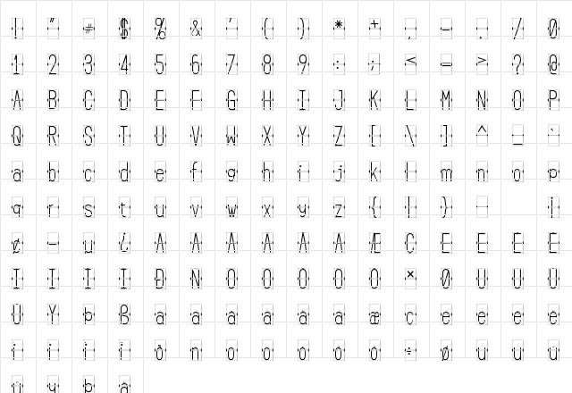 FLIPclockWhite Regular  glyph index