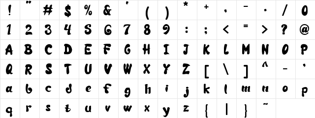 Si Brot! Regular  glyph index