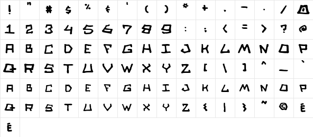 Skull Salad Regular  glyph index