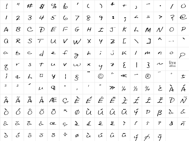 LEHN089 Regular  glyph index