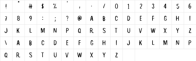 Root Beer Regular  glyph index