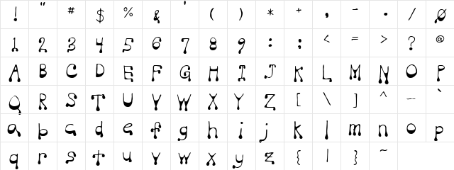 Abdul Madhani Regular  glyph index
