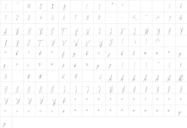 Lovellyana Free Regular  glyph index