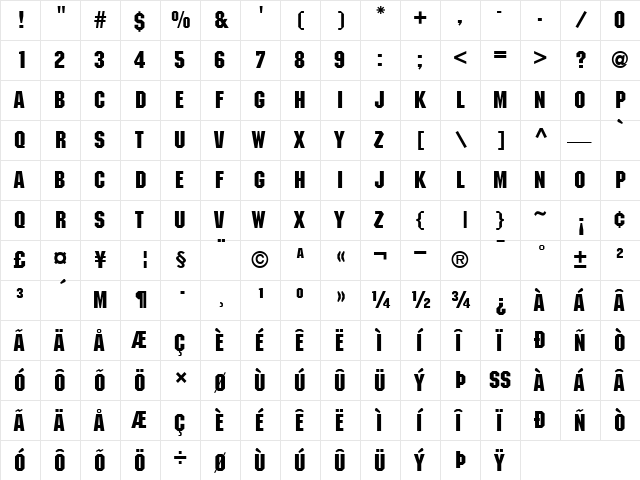 ITCMachine-Medium Medium  glyph index