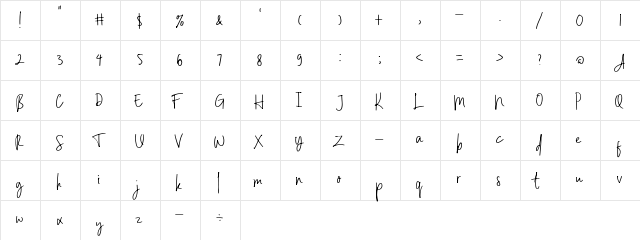LaTahzan Regular  glyph index