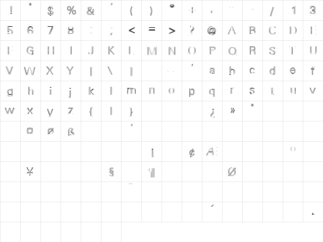 Regular 2 Regular  glyph index