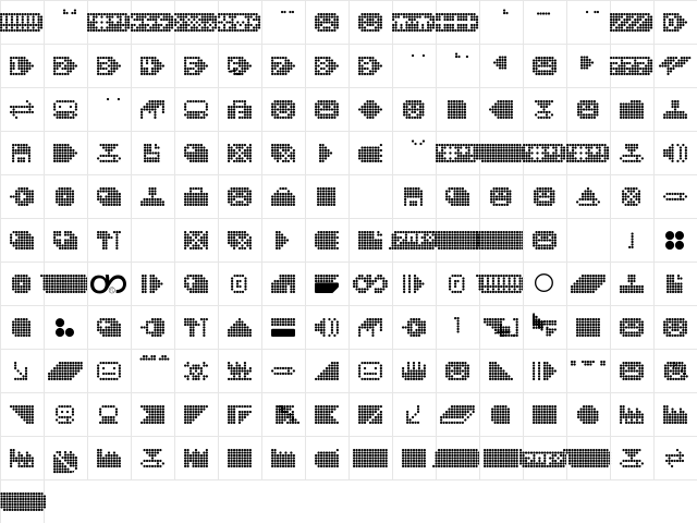 DS SysBat Regular  glyph index