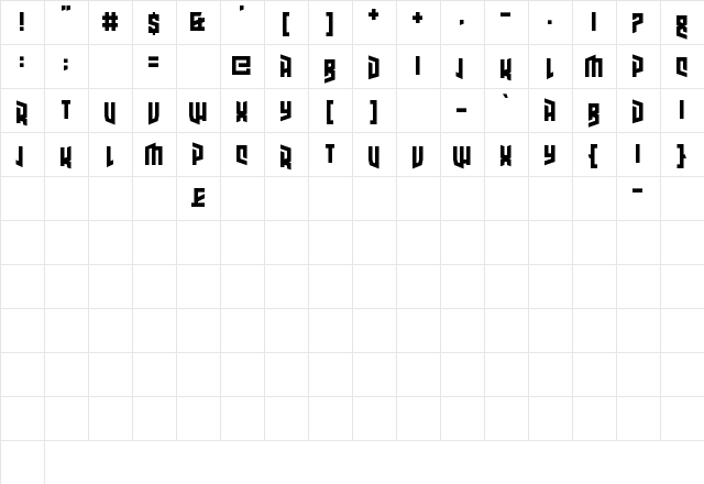 High Jinks Regular  glyph index