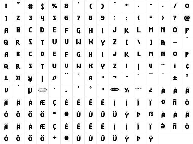 Flash Rogers Straight Expanded Expanded  glyph index