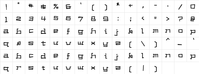 Jingles Regular  glyph index