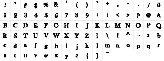 Wet Napkin Regular  glyph index