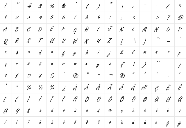 Carefree Normal  glyph index