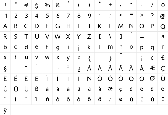 Delmonica Regular  glyph index
