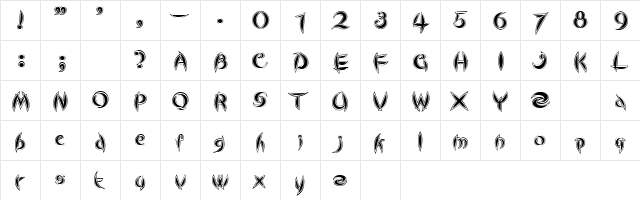 Cute Line  glyph index