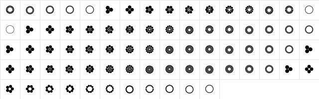 Juzudama Regular  glyph index