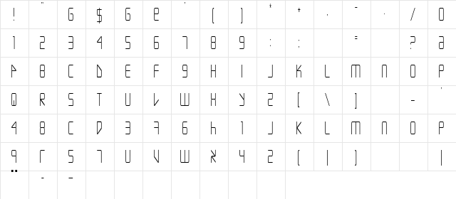 Escape Artist Condensed Condensed  glyph index