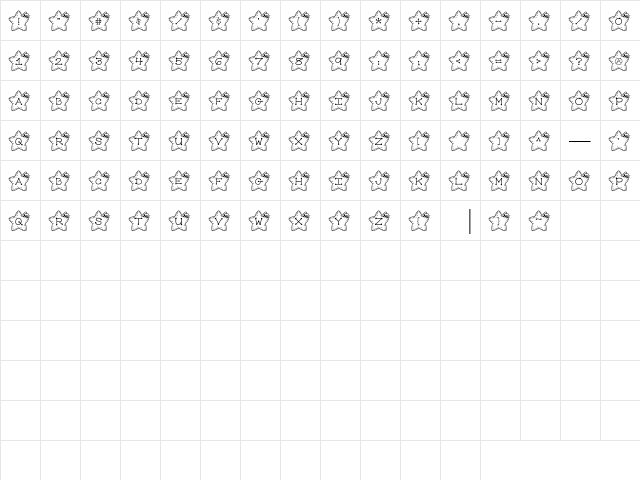 LD Stars Regular  glyph index
