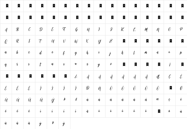Michellate Regular  glyph index