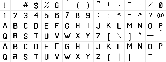 black rovers regular  glyph index