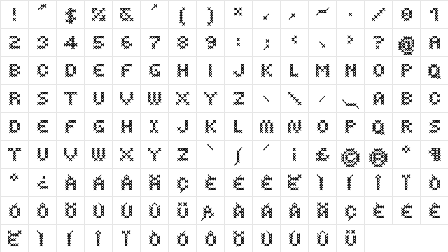 Costura DemiBold  glyph index