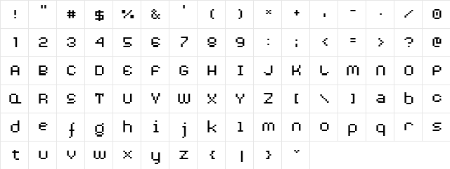 AuX DotBitC Xtra Regular  glyph index
