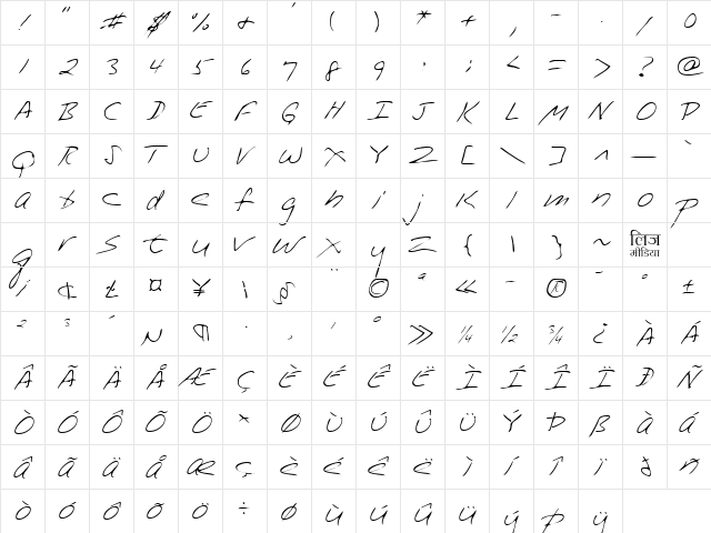 LEHN228 Regular  glyph index