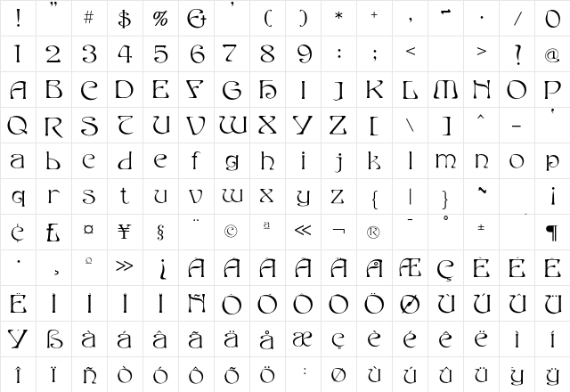 Edda Filled  glyph index