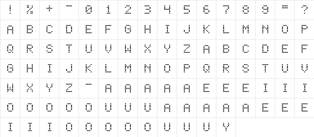 LED Dot-Matrix Regular  glyph index
