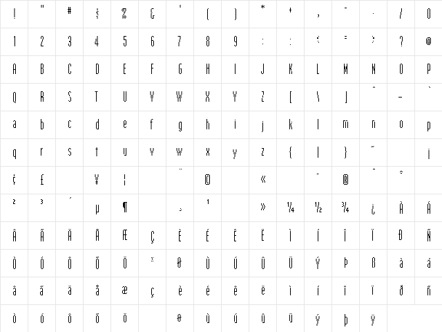 EmperorFifteen Regular  glyph index