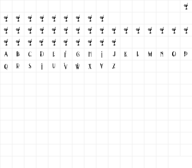 NewFont Regular  glyph index