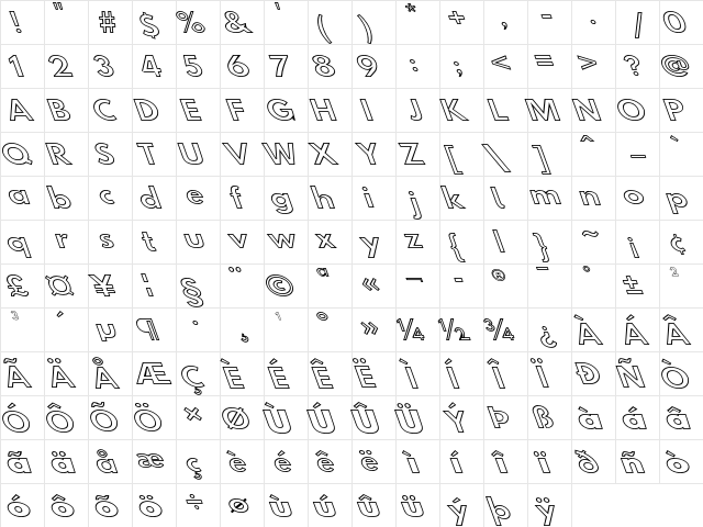 Hussar Simple SuprExtGhoOpObl3  glyph index