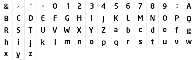 NeoSans Medium  glyph index